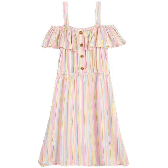 One Step Up Girls' Dress - Lightweight Short Sleeve Boho Challis Sundress (Size: 4-16)