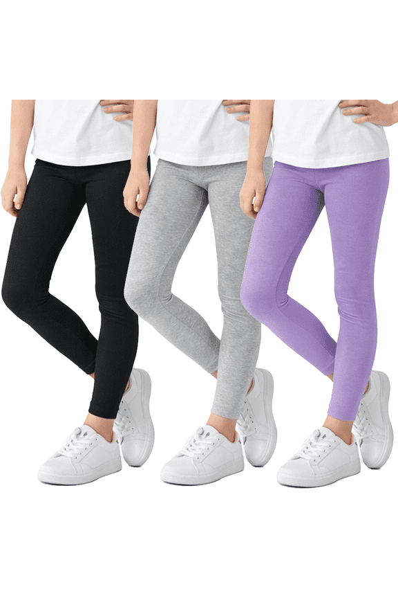 Girls Leggings - 3 Pack Cotton Stretch Pants Colorful Leggings for Girls (7-12)