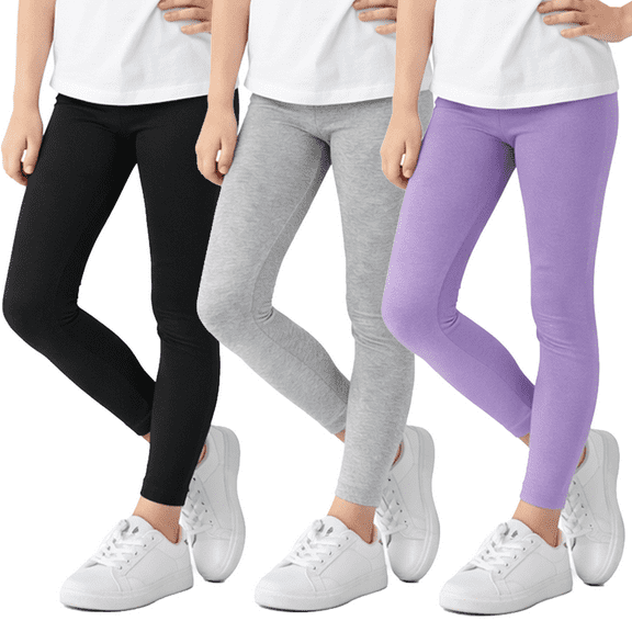 One Step Up Girls Leggings - 3 Pack Cotton Stretch Pants Colorful Leggings for Girls (7-12)