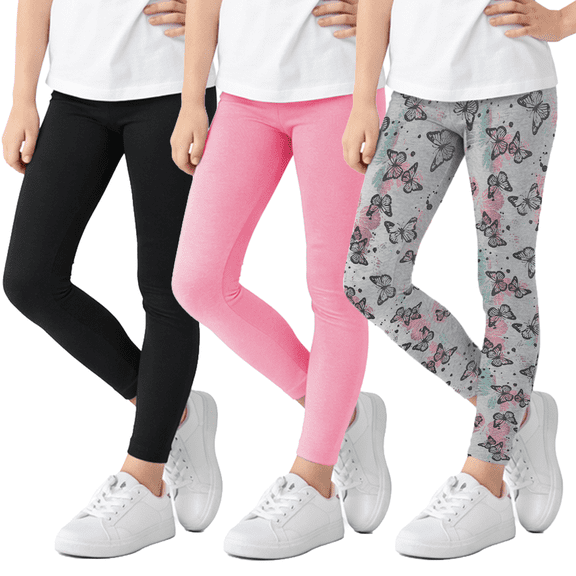 One Step Up Girls Leggings - 3 Pack Cotton Stretch Pants Colorful Leggings for Girls (7-12)