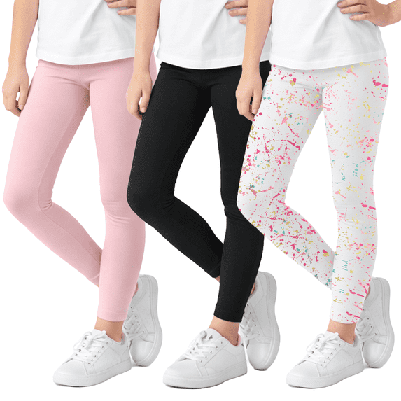 One Step Up Girls Leggings Colorful Cotton Stretch Dance Yoga Pants Leggings for Girls 3 pack