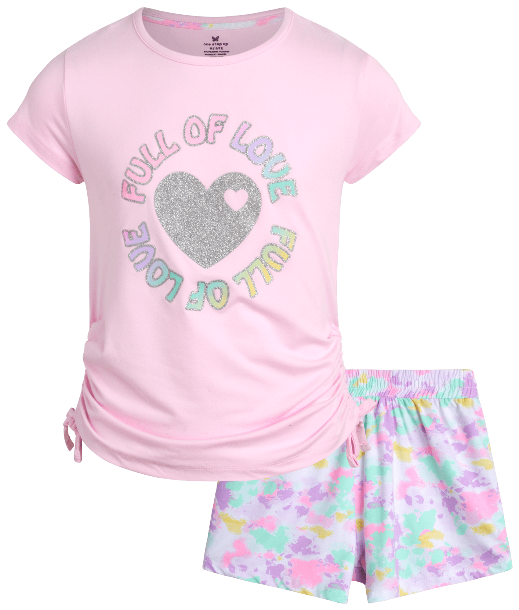 One Step Up Girls' Shorts Set 2 Piece Performance Short Sleeve T