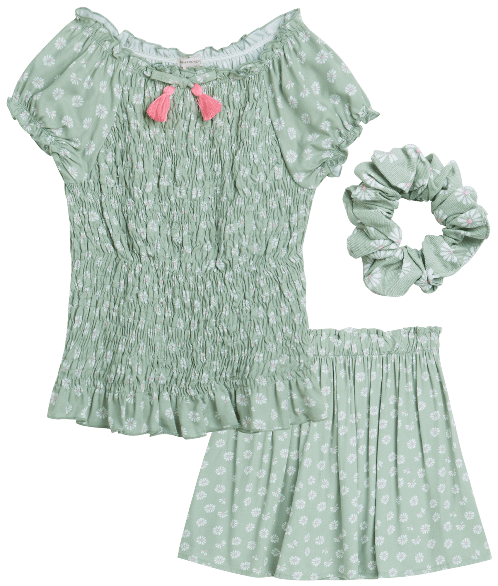 One Step Up Girls' Skirt Set 2 Piece Twill Skirt and Crop Top with