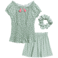 thumbnail image 1 of One Step Up Girls' Skirt Set - 2 Piece Twill Skirt and Crop Top with Scrunchie (Size: 4-12), 1 of 7