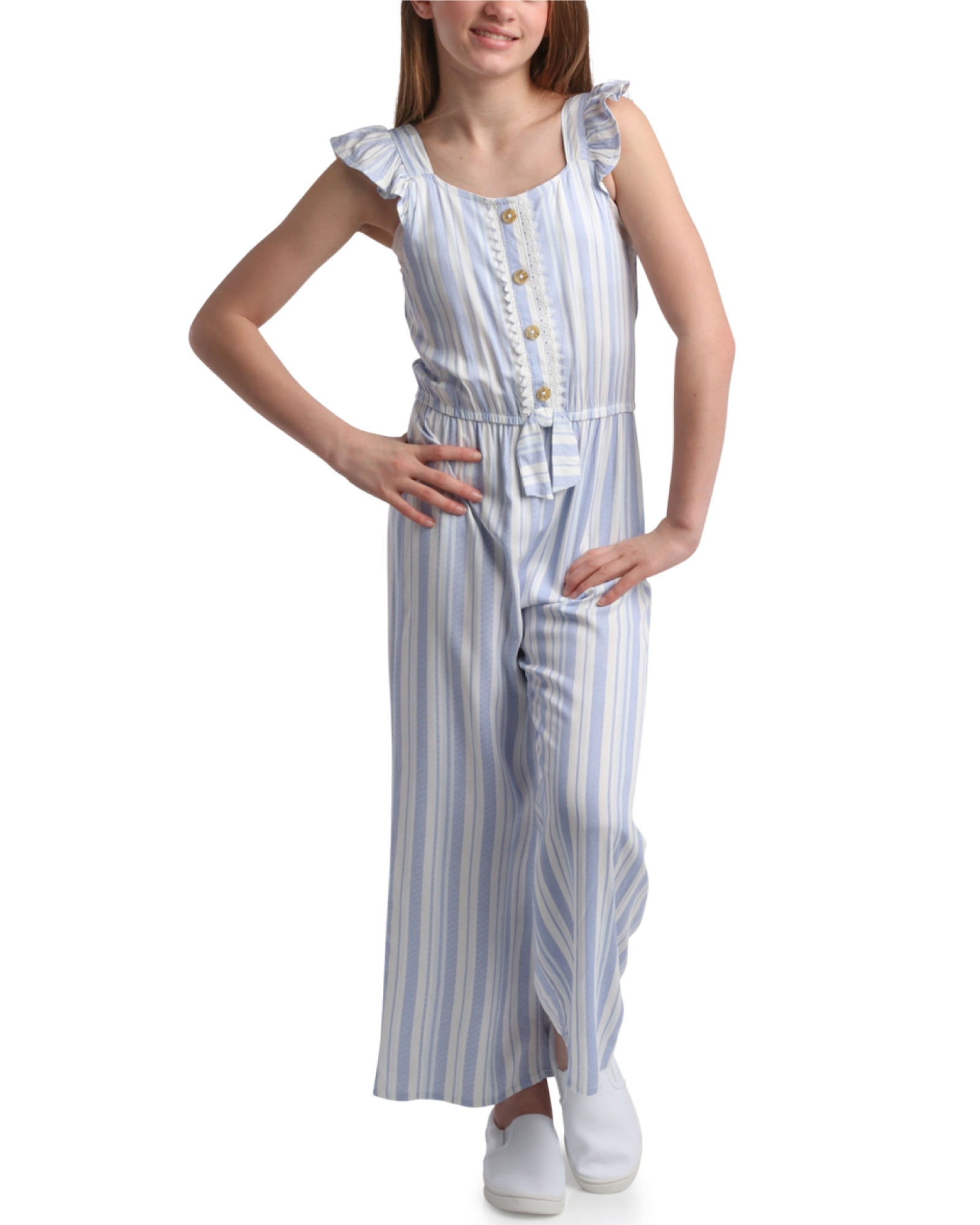 Toddler Girl Summer Romper - Floral Print Sleeveless Wide Leg Jumpsuit