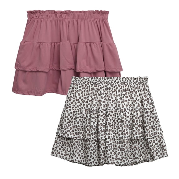 One Step Up Girls Scooter Skirts - 2 Pack Soft Breathable Pull-On Ruffled Skirts for Girls
