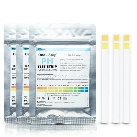 One Step pH Test Strips for Urine & Saliva Testing (4.5-9.0), 100 pH Strips, Test Alkaline & Acid Levels in the Body, Body pH Test Kit, Highly Accurate Results in Seconds, Home Health Tests