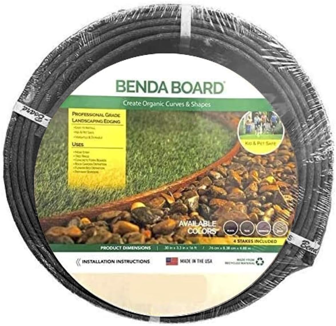 One Stop Outdoor 3.3” x 192" Black Plastic Garden Border Edging (4 Count)