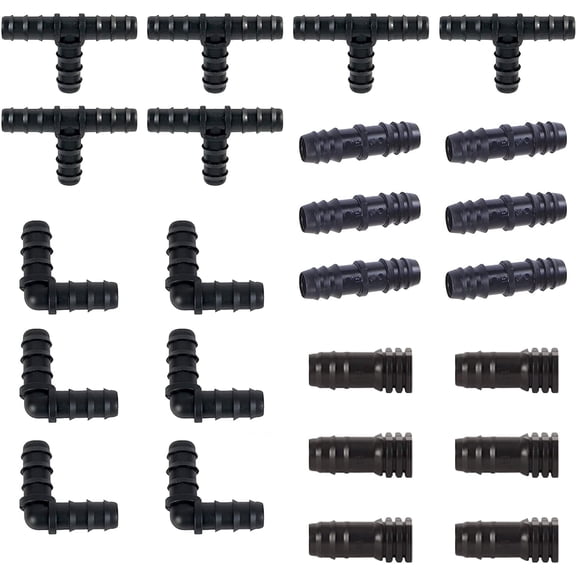One Stop Outdoor Drip Tubing 1/2" Barbed to 1/2" Barbed Irrigation Fittings Kit 24Pack