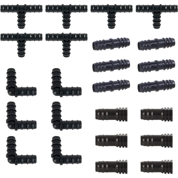 One Stop Outdoor Drip Tubing 1/2" Barbed to 1/2" Barbed Irrigation Fittings Kit 24Pack