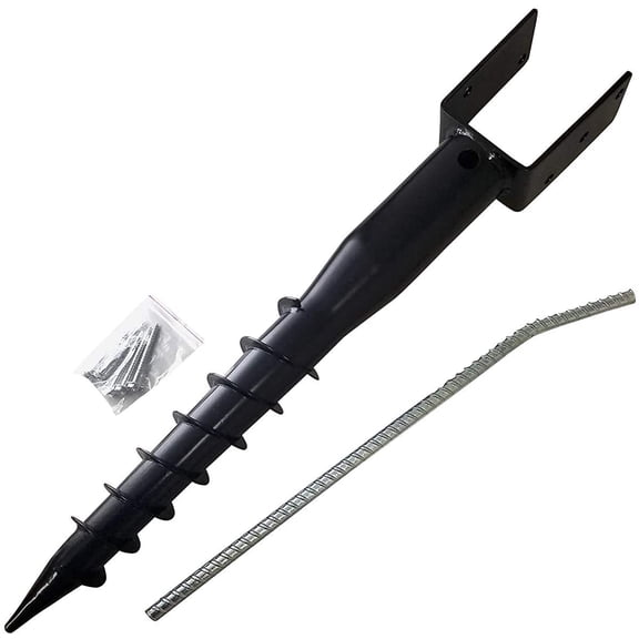 One Stop U-Model Rust Resistant No-Dig Ground Anchor Black Steel Post Stake for Mailbox Posts