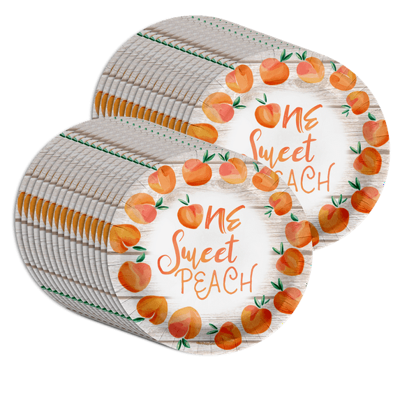 One Sweet Peach 1st Birthday Party Supplies Large 9" Paper Plates in Bulk 32 Piece