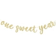 thumbnail image 1 of One Sweet Year Banner, First Birthday Anniversary Party Decorations Supplies for Boys Girls, Sweet One Bunting Sign, 1st Bday Baby Shower Hanging Ornament, Pre-strung, Photo Props, Gold Glitter, 1 of 6