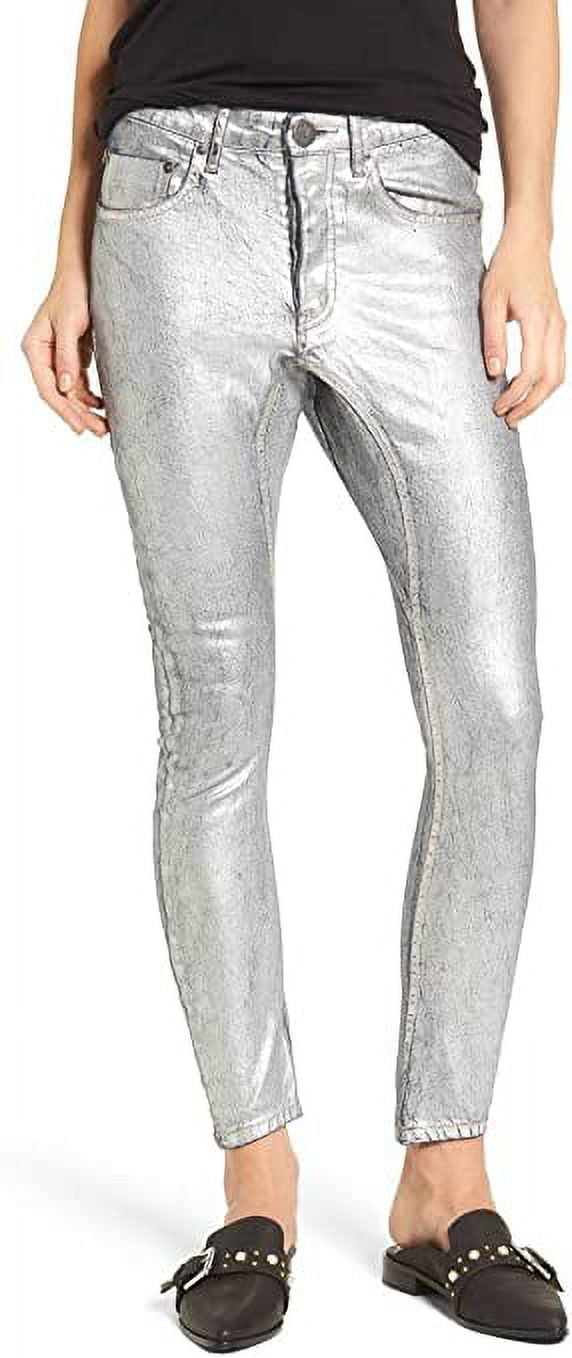 One Teaspoon Kidds Metallic Drop Crotch Skinny Jeans Metallic 28 Walmart