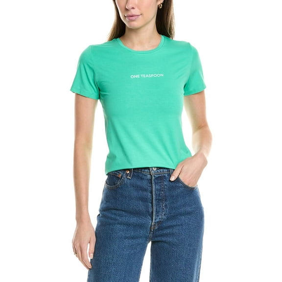One Teaspoon womens Fitted Logo T-Shirt, XXS, Green