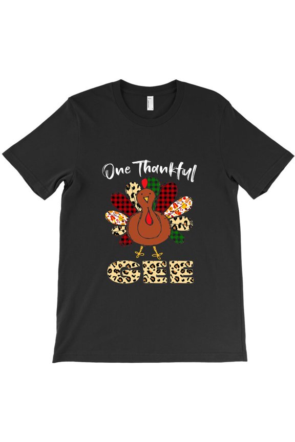 One Thankful Gee Turkey Leopard Print Thanksgiving Holiday Themed Design G24885 Unisex T-Shirt, Up to Size 5XL