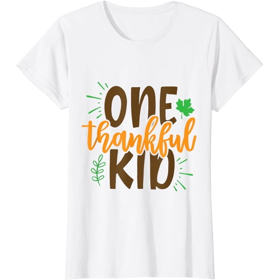 One Thankful Kid Funny Thanksgiving Turkey Pumpkin T-Shirt
