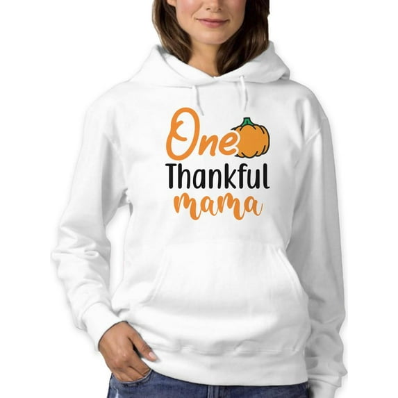 One Thankful Mama. Pumpkin Hoodie Women -Image by Shutterstock, Female Large