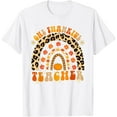 thumbnail image 1 of One Thankful Teacher Thanksgiving Rainbow Leopard Fall Mens T-Shirt, 1 of 8