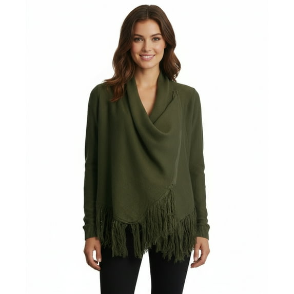 One The Land Cowl Neck Sweater with Fringe