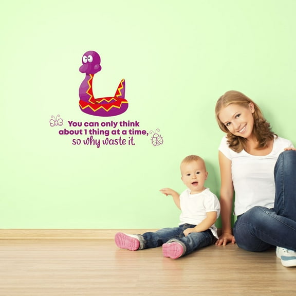 One Thing Snake Animal Life Quote Cartoon Quotes Decors Wall Sticker Art Design Decal for Girls Boys Kids Room Bedroom Nursery Kindergarten Home Decor Stickers Wall Art Vinyl Decoration (30x30 inch)