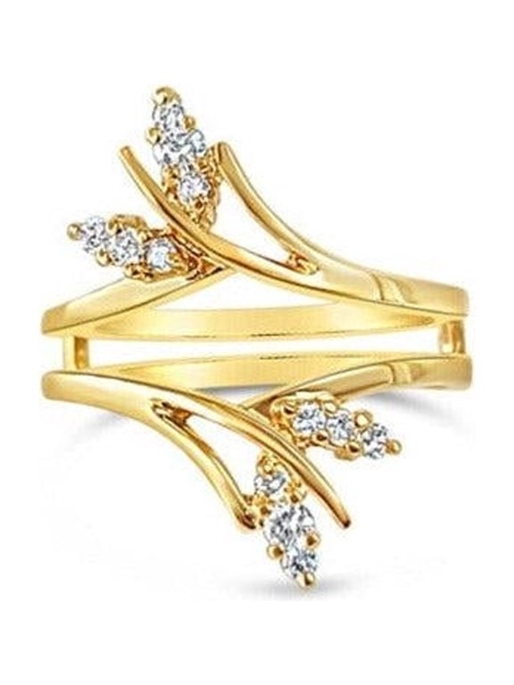 One Third Carat Leaf Style Diamond Ring Guard - Size 6.25