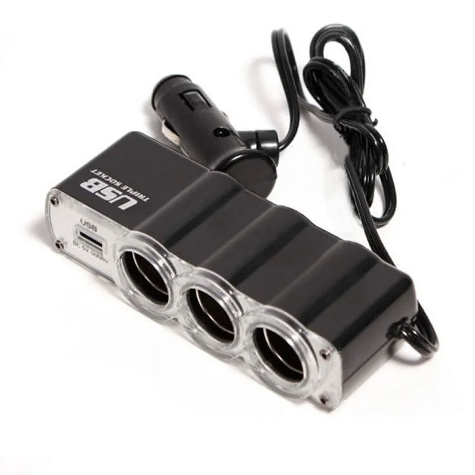 One To Three+USB Port Cigar Ligter 3 Way Triple Car Cigarette Lighter ...