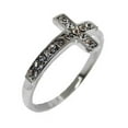 thumbnail image 1 of One Tone Silver  White Crystals cross ring, 1 of 1