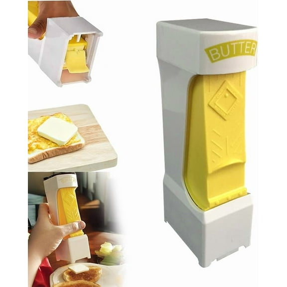 One-Touch Butter Cutter, Button Butter Slicer And Storage Case, Butter Dispenser With Stainless Steel Blade, Cheese Squares Splitter Slicing Tool For Bread, Cakes, Cookies