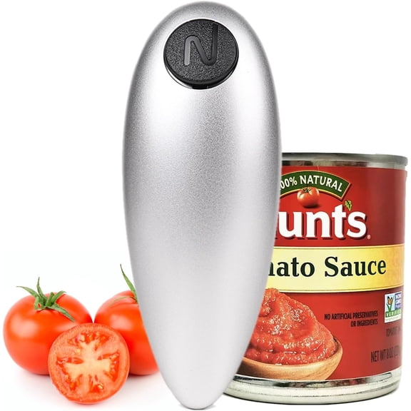 One Touch Electric Can Opener - Automatic Openers with Smooth Edge, Free Handheld for Kitchen, Seniors (Silver)