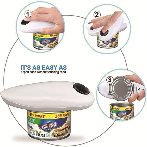 One Touch Electric Can Opener Easy Open Any Can Size with Smooth Edge, Battery Operated Electric Can Openers for Kitchen, Kitchen Gadget Electric Can Opener for Seniors with Arthritis