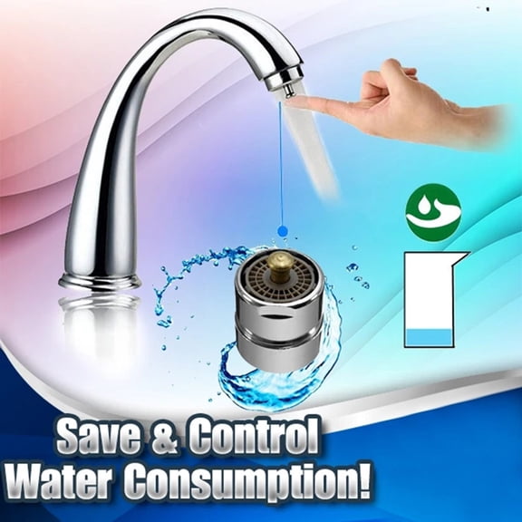 One-Touch Faucet Aerator Push Button Water Saver for Kitchen Sink & Bathroom Brass Flow Control Bubbler with External Thread Ring