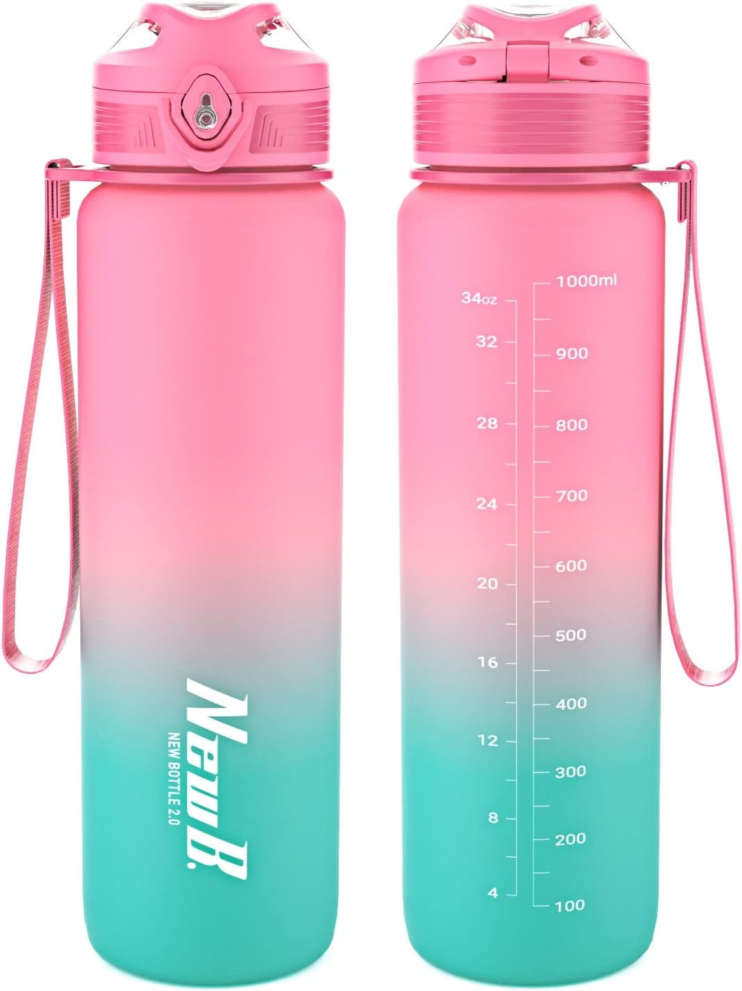One Touch Sport Water Bottle with Carry Handle, Leak Proof, Flip Top ...