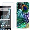 thumbnail image 1 of Shockproof Phone Case for Cricket Icon 2026, with Screen Protector, by OneToughShield - Peacock Feather, 1 of 5