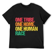 One Tribe One Human Race Human Rights Anti Racist Freedom V-Neck T-Shirt Black 2XL