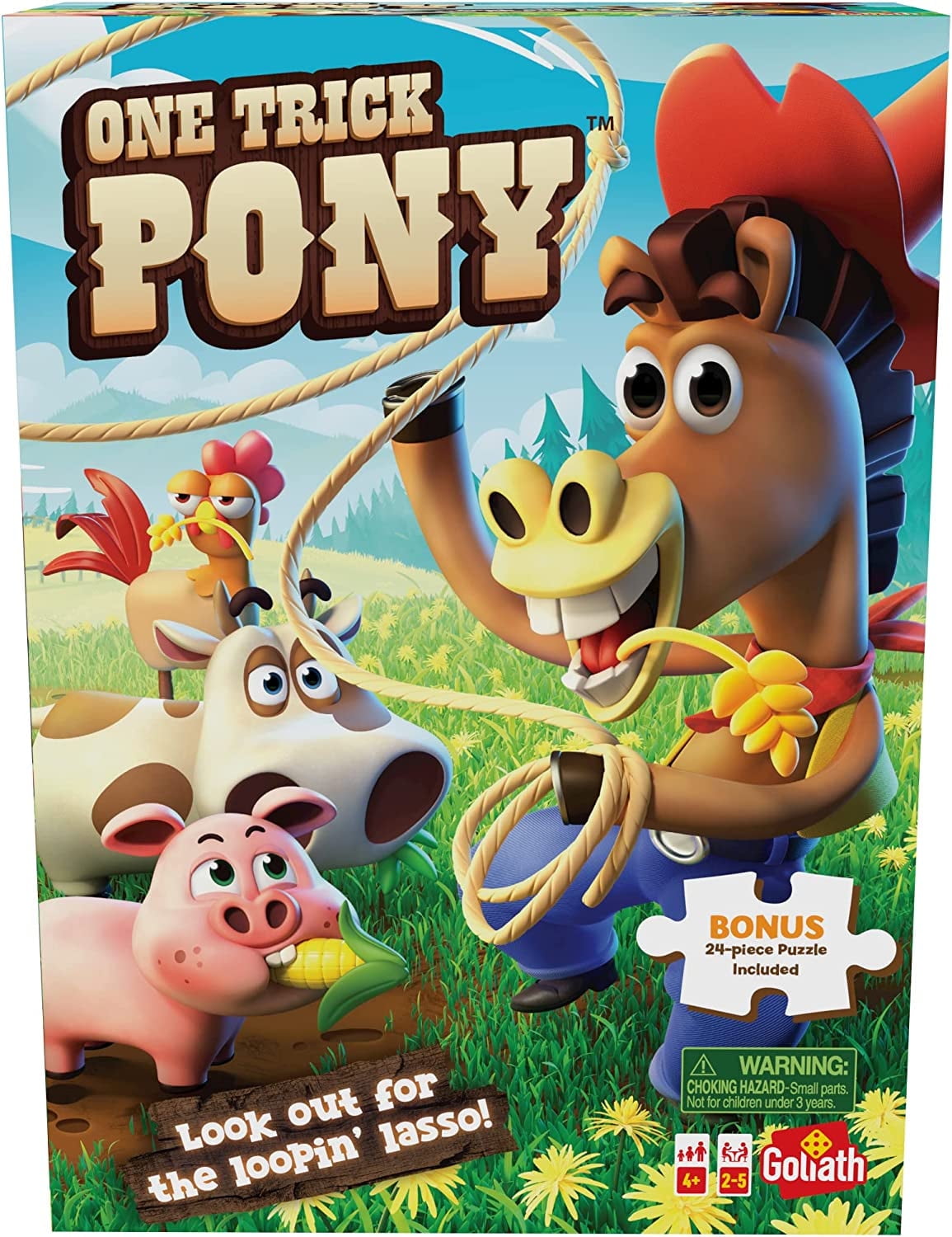 Goliath One Trick Pony Game with 24pc Puzzle - Round Up Animals