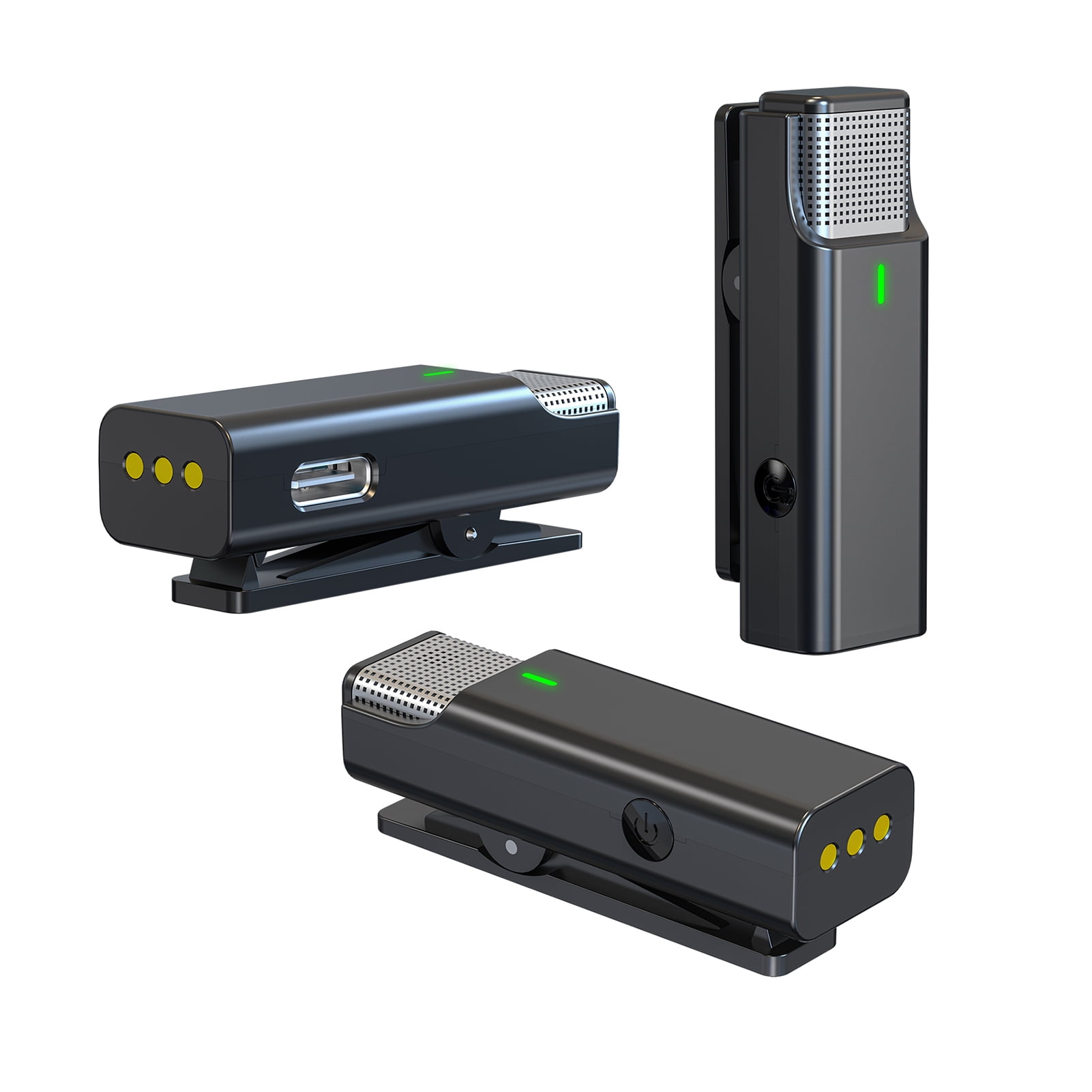 One Trigger Two 2.4G Wireless Microphone System Clip On Microphone For Phone Omnidirectional Mini Lapel Mic Auto Pairing Intelligent Noise Cancellation 100M Transmit Range