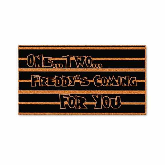 One Two Freddy's Coming For You, Funny Horror Door Mat, Scary Movie Quote Doormat, Front Porch Entry Rug, Gift 3401 (24x48 inches) 3401