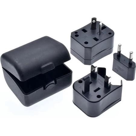 All in One Universal Power Adapter Travel Converter, Three-in-One Global Travel Conversion 3 Sockets Plugs Universal Plug Adapter International Travel Plug Adapter US/AU/EU/UK (Black)