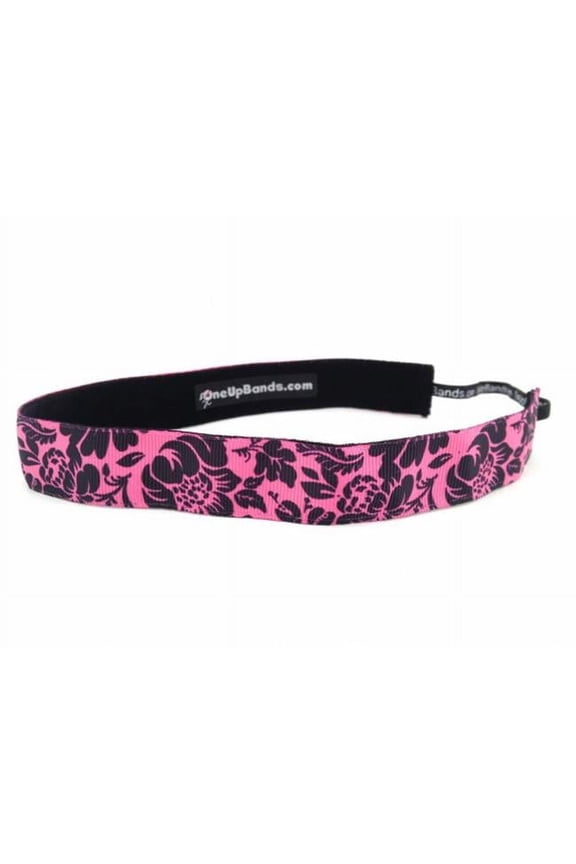 One Up Bands 1091 Floral Hot Pink Black Headband - Pack of 2