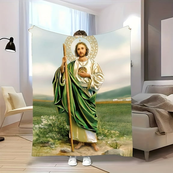 One Vintage Saint Style Blanket, Suitable for Bedding, Sofa Cushion, Outdoor Camping