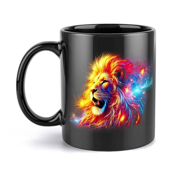 One Vivid Lion Themed Ceramic Coffee Mug 11 Ounces Features a Lovely Floral Pattern Hand Wash Recommended Both Hot And Cold Beverages Great Birthday O