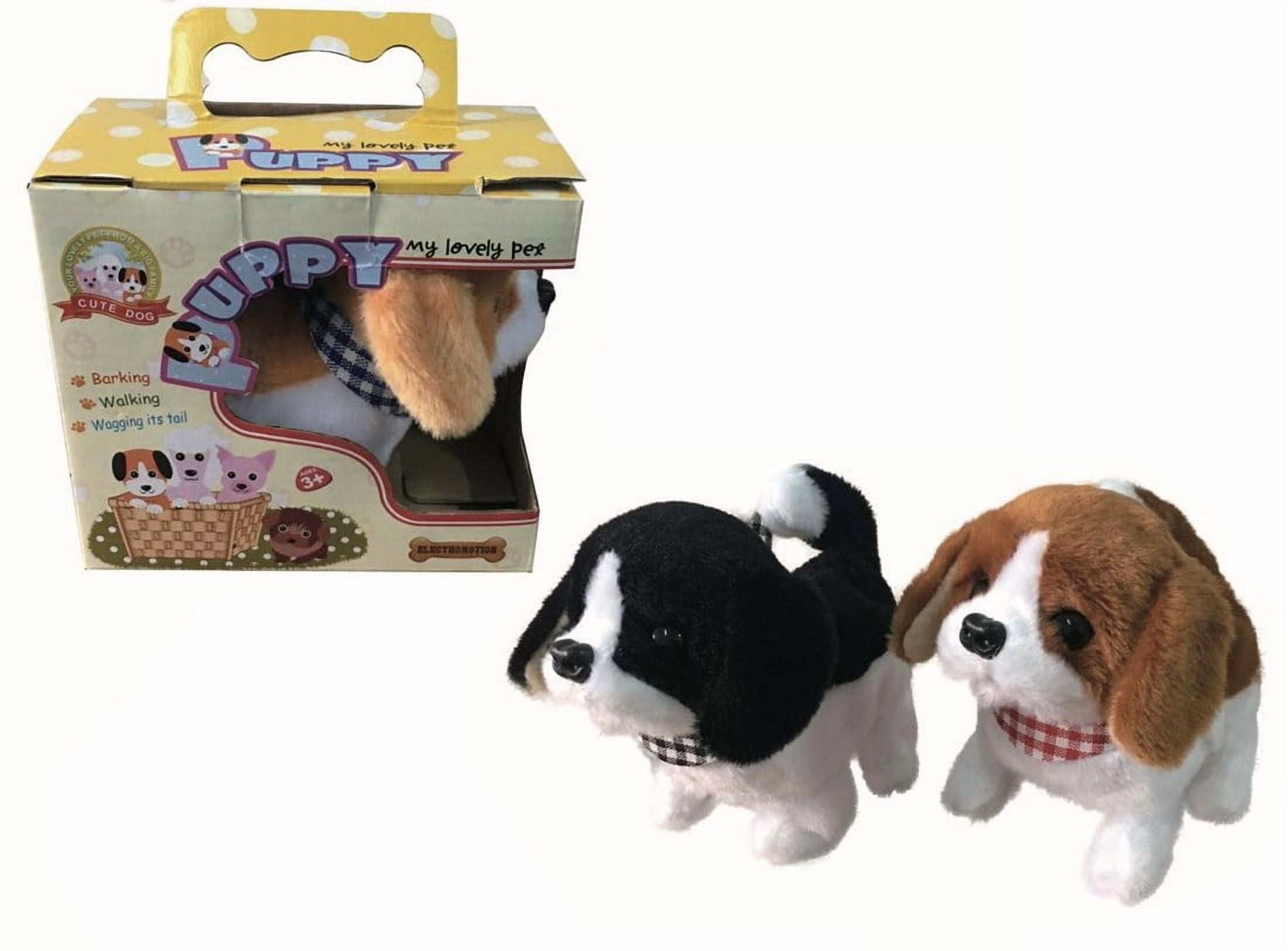 MYTOYS & GIFTS One Walking Toy With Sound Tail Wagging Plush Baby Beagle Puppy Faux Dog Cavalier King Charles Spaniel Random Color