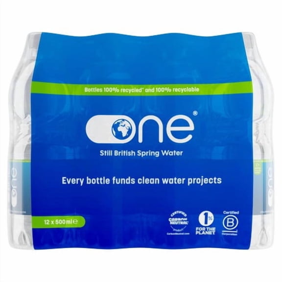 One Water Still Spring Water 12 x 500ml, British Import (Pack of 2)