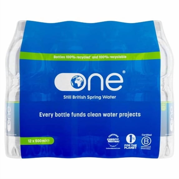 One Water Still Spring Water 12 x 500ml, British Import (Pack of 2)