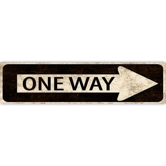 "One Way" Arrow Vintage Aluminum Metal Sign, Retro Industrial Wall Decor Plaque, 4x16 Inch Directional Sign for Garage, Bar, Man Cave, Porch
