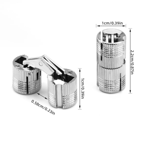 One Way Copper Cabinet Door Barrel Hinge,Heavy Duty Hidden Hinge for DIY Wooden Cabinet Doors Jewelry Boxfor Worktops Project,Silver 2,3/8 Inch