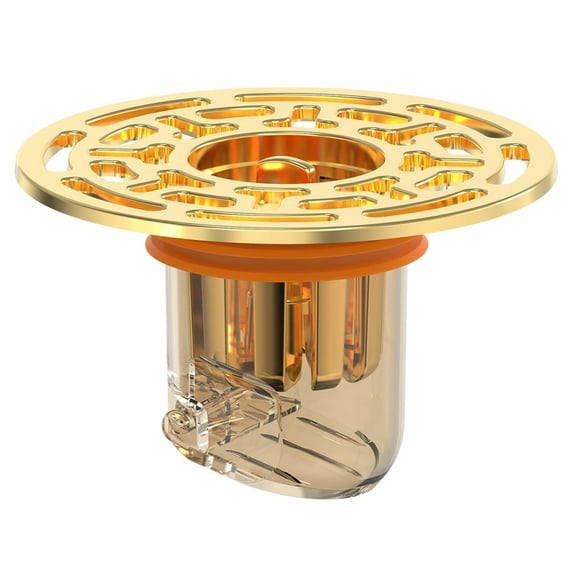 One-Way Floor Drain Cover with Backflow Prevention for Shower and Sewer Water Drainage - Gold