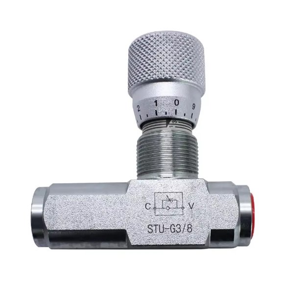 One Way Joint Hydraulic Flow Control Valve Featuring Carbon Steel Body and Calibrated Control for Accurate Flow Adjustment in Pneumatic Systems (STU-G3/8)