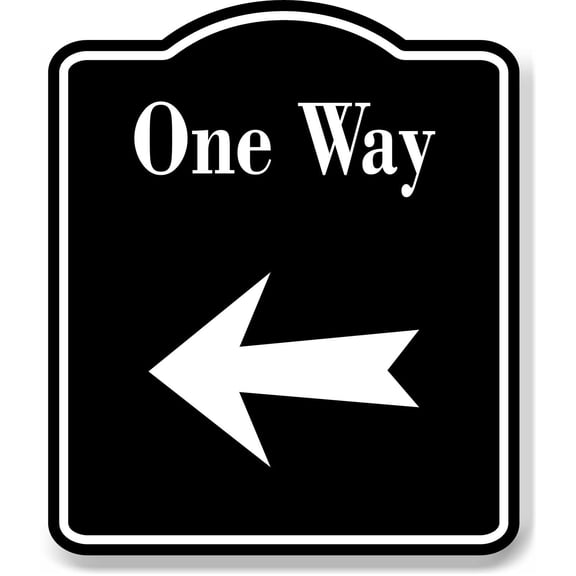 One Way Left Arrow BLACK Aluminum Composite Sign, 8.5"x10"